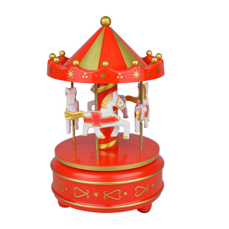 New Carousel Music Box Cake Ornaments Birthday Gift Children's New Toys Trojan Decoration Ornaments