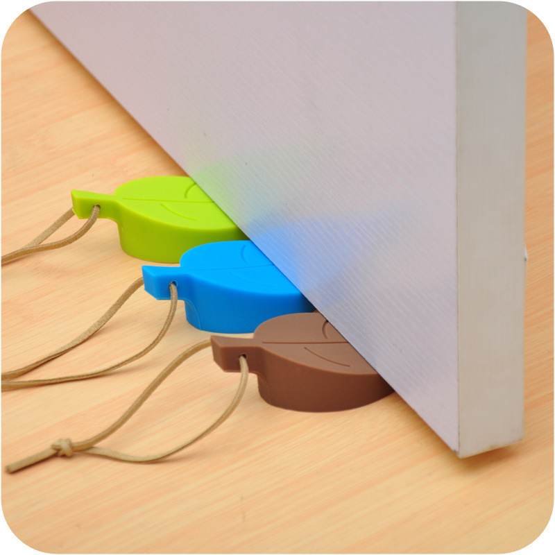 Creative leaves silicone door stop card children's anti-pinch plastic safety door card three-dimensional door file