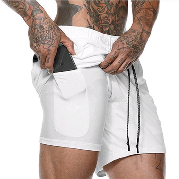 AliExpress Foreign Trade Explosions Light Board Shorts Large Size Summer Sports Running Training Quick-drying Elastic Double-layer Shorts for Men