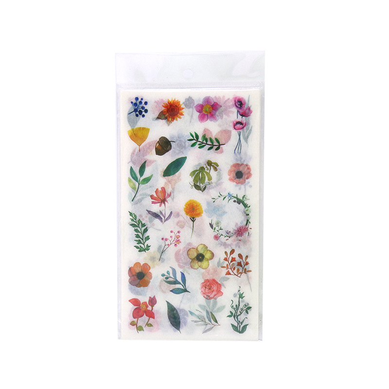 Lifelike original creative hand account stickers gorgeous color flowers plant watercolor fresh material and paper stickers 6