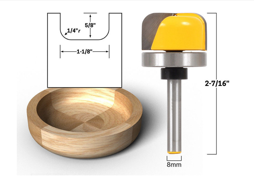 8mm1/412 profiled deep round bottom Bakelite milling woodworking cutter round bottom linear cutter engraving machine keyhole cutter woodworking cutter