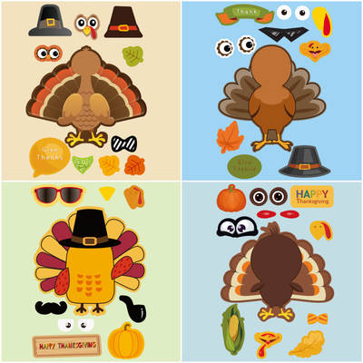 Creative thanksgiving Turkey Puzzle Stickers Thanksgiving Day Stickers Holiday Stickers Puzzle