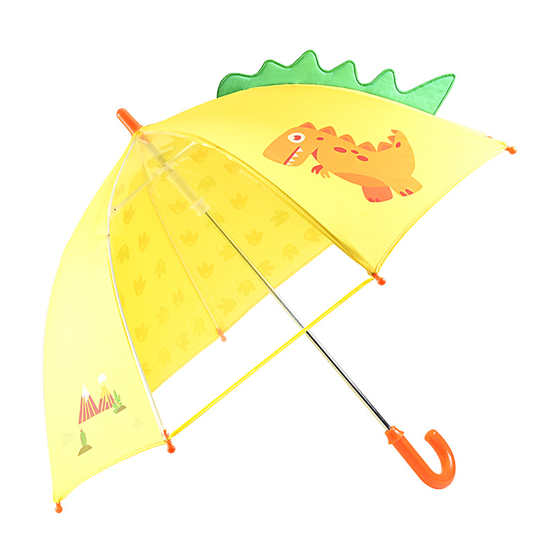 Small Dinosaur Children's Umbrella Three-dimensional Cartoon Children's Umbrella for Primary School Students Long Handle Umbrella Straight Handle Sunshade Umbrella