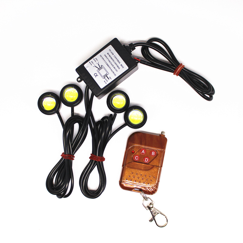 Factory direct car led eagle eye day running lights wireless remote control one drag four burst flash counter reversing lights