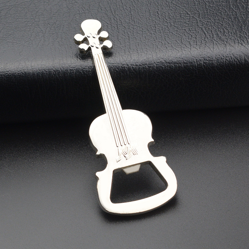 Factory Direct simulation guitar model bottle opener metal keychain waist hanging advertising key ring chain pendant personality