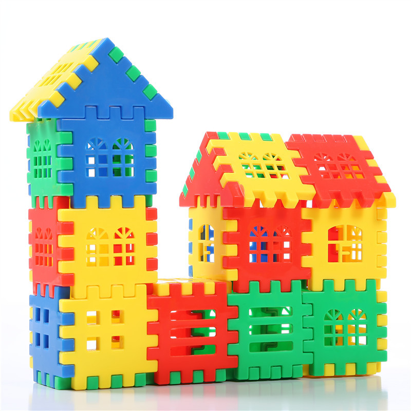 Large children's puzzle intelligence box plastic mosaic building blocks house group assembled kindergarten early education toys wholesale