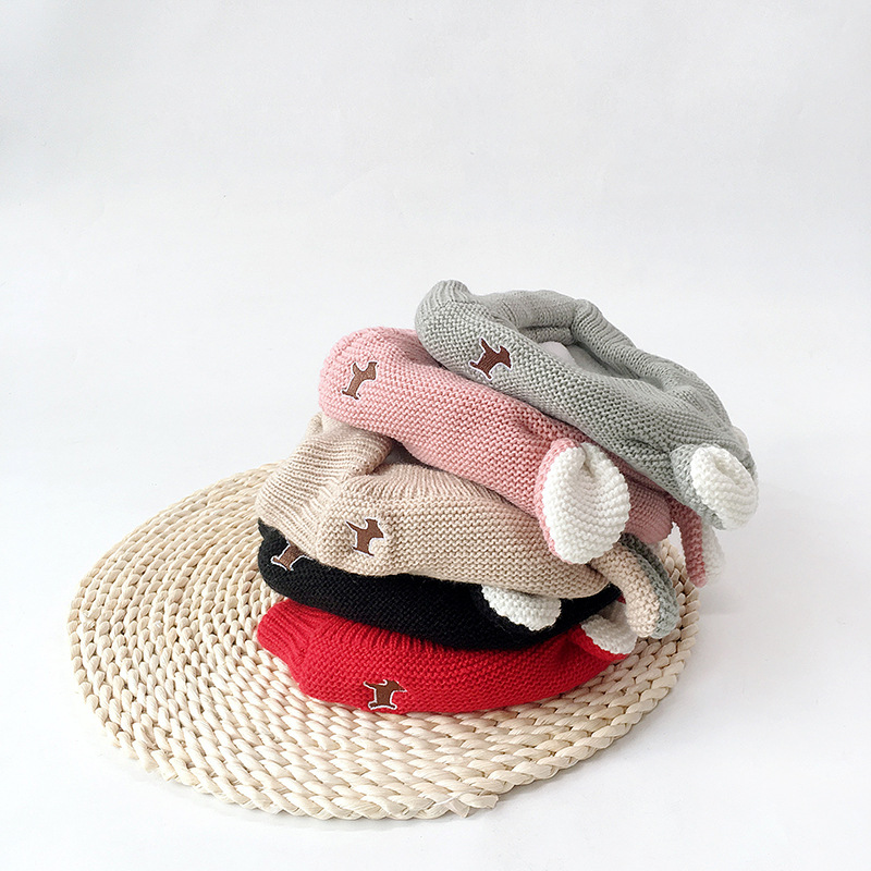 Hot New Pet Headgear Autumn and Winter Rabbit Ear Velvet Knitted Size Dog Warm Windproof Hat