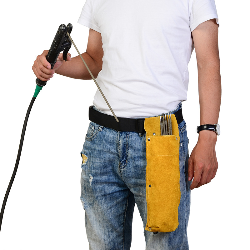 Amazon Explosions Cowhide Thickened Waist Bag High Altitude Hardware Waist Bag Welder Anti-scald Wear-resistant Welding Rod Kit