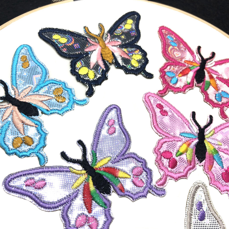 PU color cloth butterfly embroidery cloth stickers small adhesive patch clothes luggage decoration repair subsidies factory spot