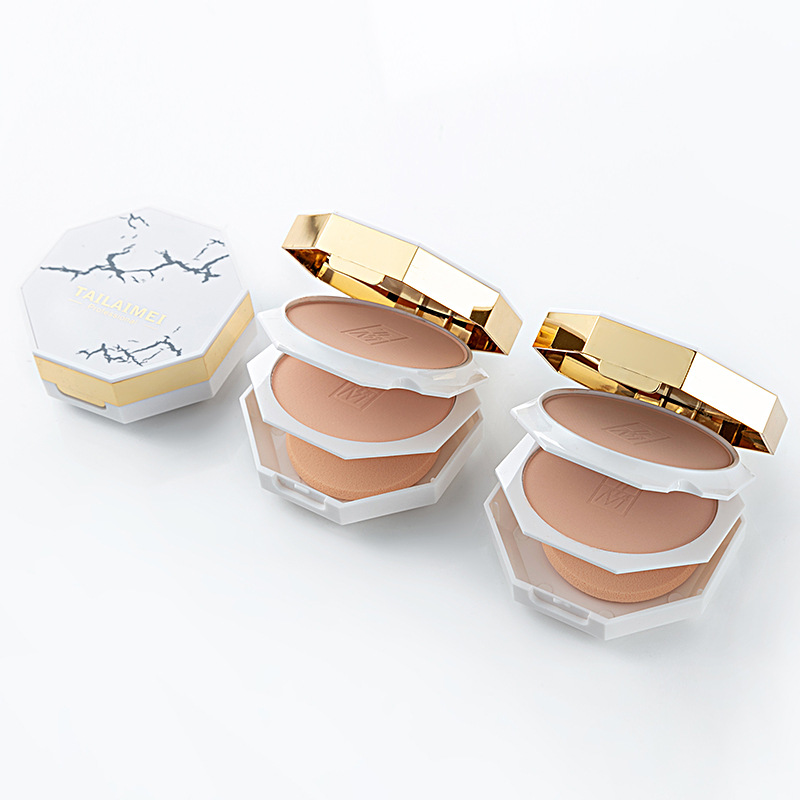 tlm tailemei marble turtle crack powder cake oil control sweat-proof long-lasting makeup concealer white non-makeup powder cake