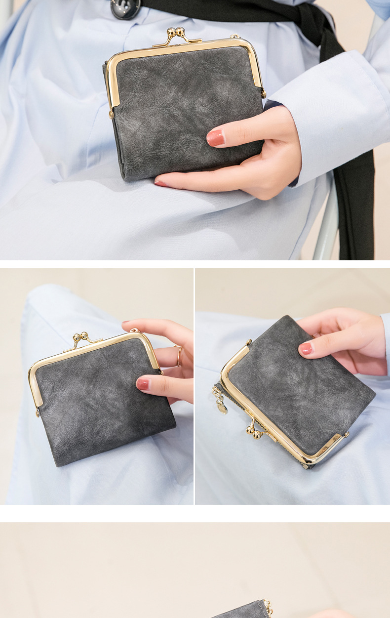 Xiangyin Leder-Kurzgeldbörse für Damen 2023 Neue Clip-Münzbörse Retro Multifunktionale Faltbrieftasche Kartenhalter für Damen_voghion.com