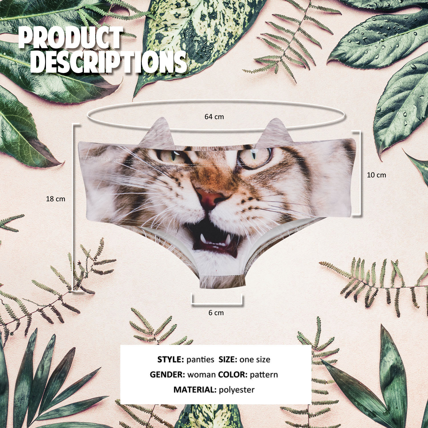 Cat Dog Pig Cartoon Animal Ear Printing Seamless Breathable Ladies Underwear Low Waist European and American Sexy Briefs for Foreign Trade