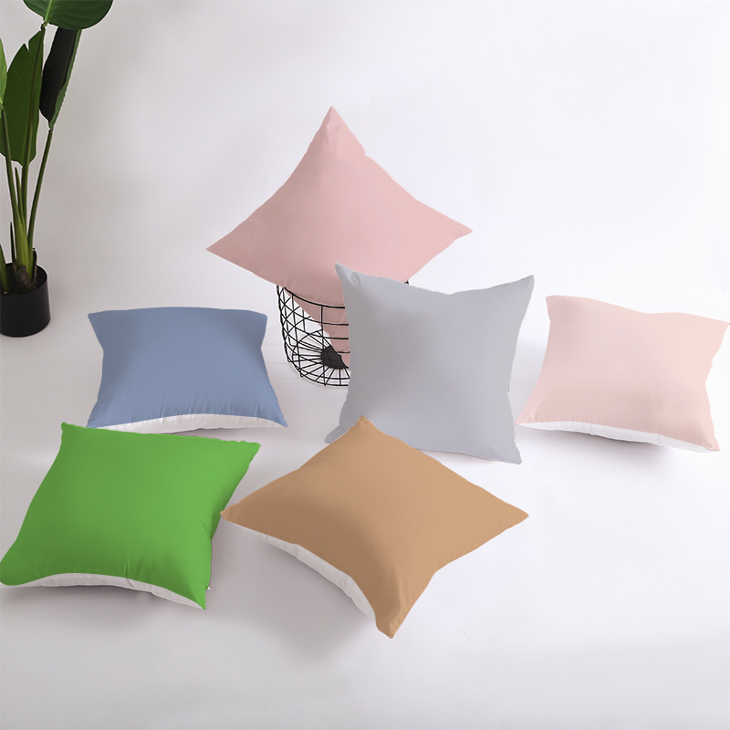 Simple solid color single-sided printed pillowcase shopee popular square sofa pillow office pillowcase wholesale