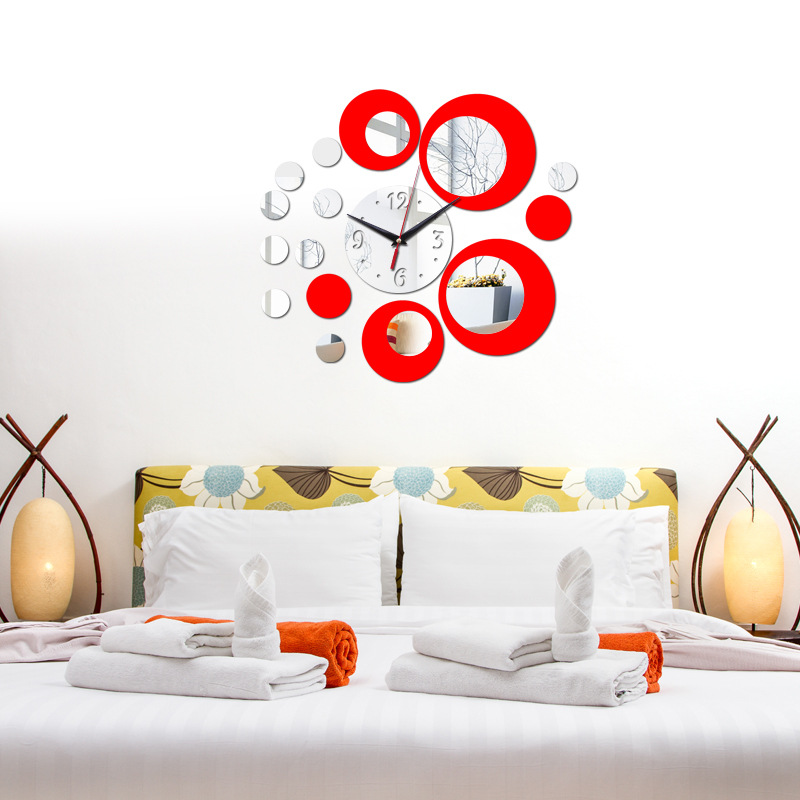 Factory wholesale cross-border crystal three-dimensional acrylic wall clock wall stickers clock home background wall living room decorative clock