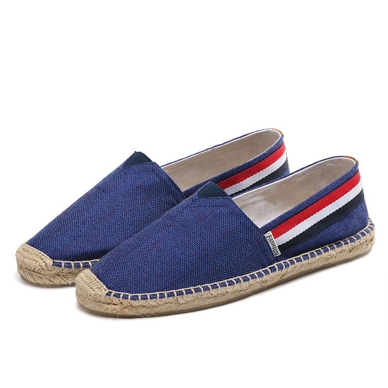 Summer men's canvas shoes a pedal lazy solid color linen cloth shoes straw fisherman shoes old Beijing cloth shoes wholesale