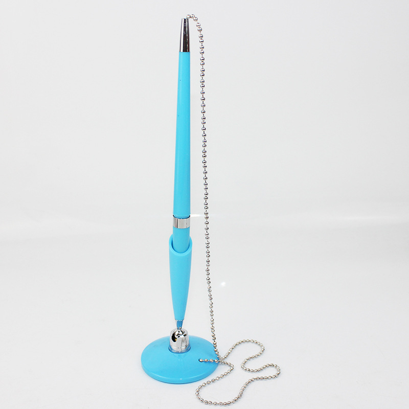 Rotating ballpoint pen business office signature pen desk pen with fixed base chain connection signature pen 818