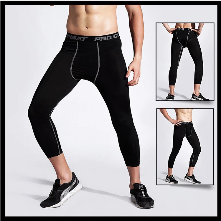 Tight pants men's cropped pants fitness running sports basketball bottoming training pants high elastic quick drying manufacturers spot quick hair