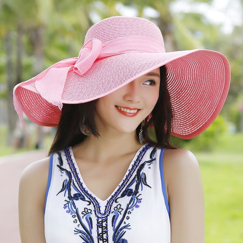 Summer sunscreen Korean-style foldable big eaves Sun Beach beach sunshade hat for traveling straw hat for middle-aged women