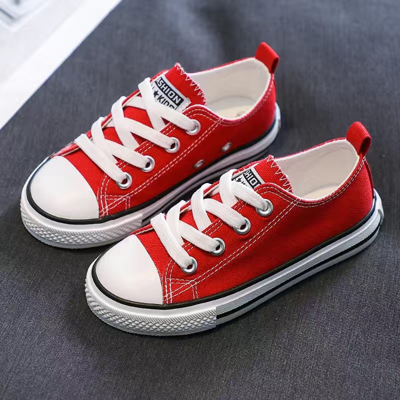 Children's Canvas Shoes 2024 Spring and Autumn Korean-style Low-top Lace-up Boys and Girls Shoes Baby White Shoes Casual Cloth Shoes