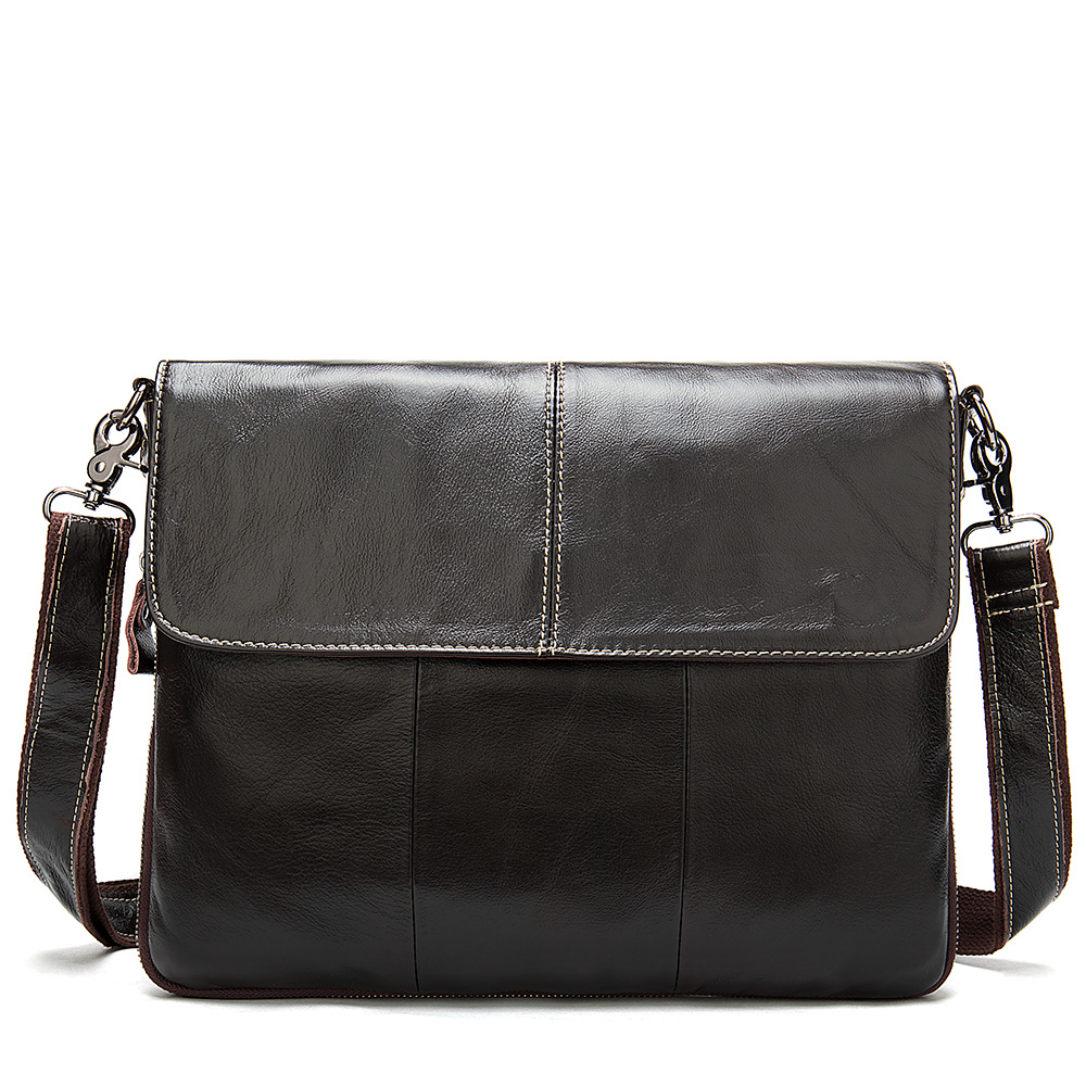 Guangzhou Europe and the United States retro leather men's bag business flip [men's shoulder bag] first layer leather crossbody bag horizontal