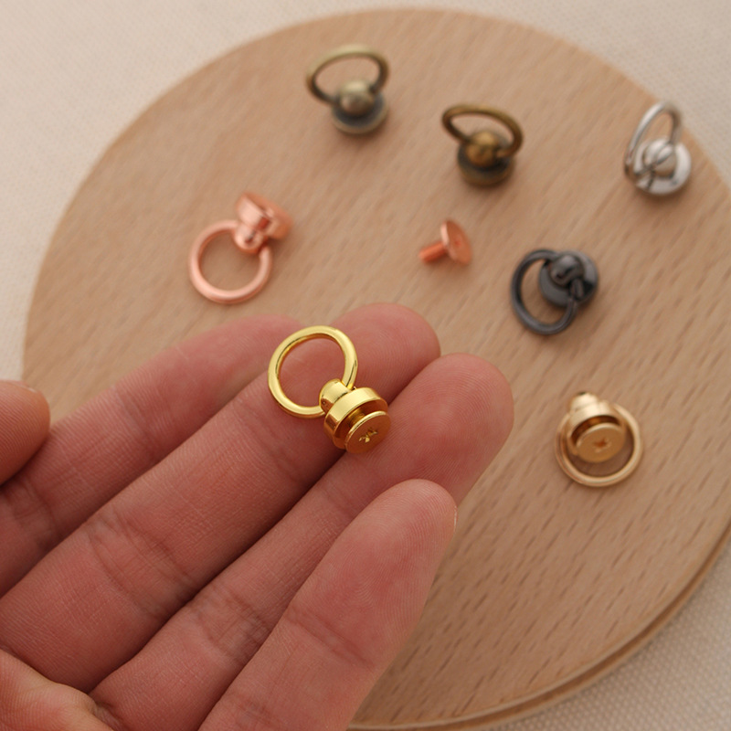 [With ring monk head] handmade DIY leather nipple nail leather buckle head 6mm ring 12mm