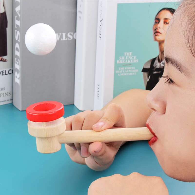 Factory Direct wooden ball blowing game suspended ball ball blowing device Children's year nostalgic educational toys stall hot sale