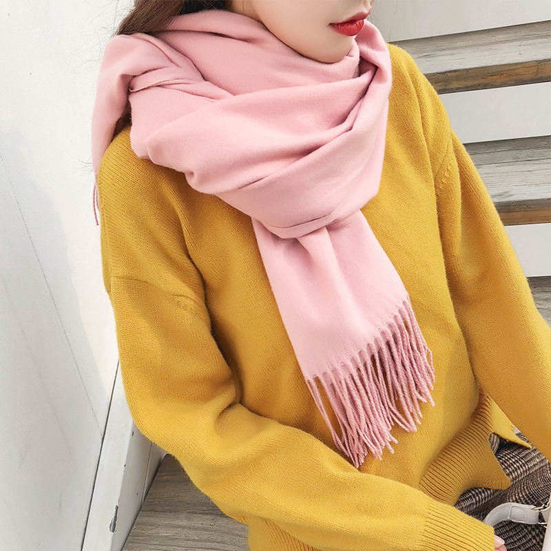 Imitation cashmere scarf autumn and winter solid color shawl double-sided monochrome warm scarf cashmere scarf activity gift manufacturers