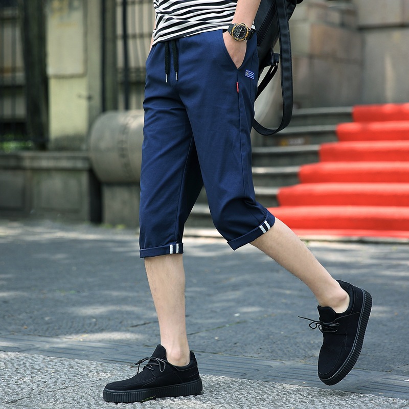 Men's Sports Casual Pants 2020 Summer New Fashion Trendy Men's Pants Breathable Cotton Capri Pants Men's Pants