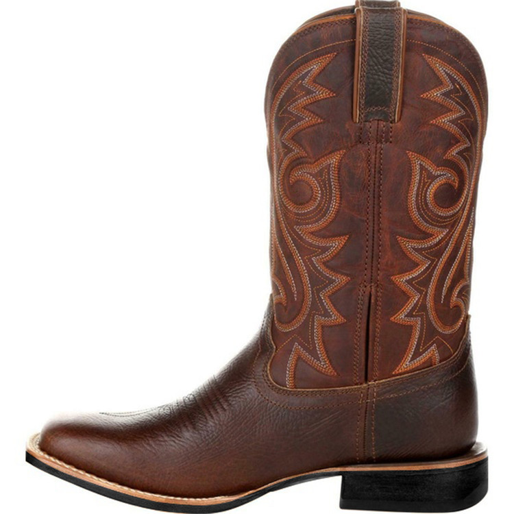 HPIOPL8802 Cross-border High-tube Embroidered Vintage Sleeve Men's and Women's Large Wide Head Western Cowboy Boots Large Size