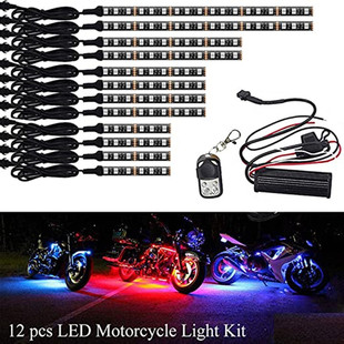 Cross-border supply LED one-to-twelve automobile remote control atmosphere light RGB flash automobile motorcycle light chassis light modified slide lights