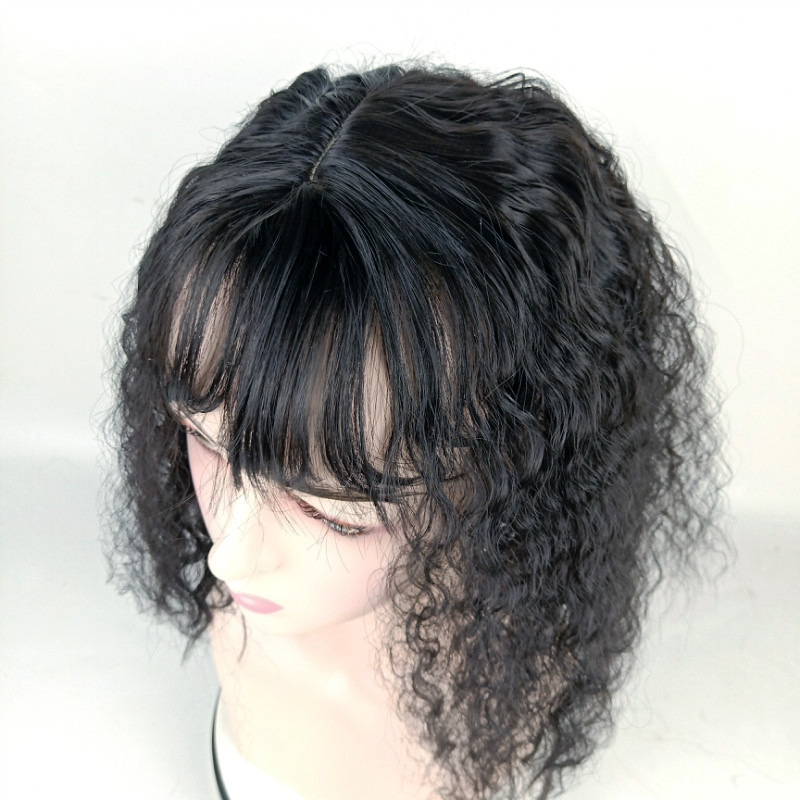 Parrucca di capelli artificiali Pezzo di ristampa in testa Pezzo di frangia finta Donna Capelli ricci caldi di mais Copertura per capelli bianchi Cuscinetto per capelli naturali Traspirante_voghion.com