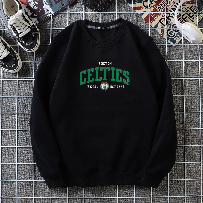 NBA Celtics Owen basketball jersey round neck hooded sweater men's fleece-lined warm autumn and winter long sleeve top