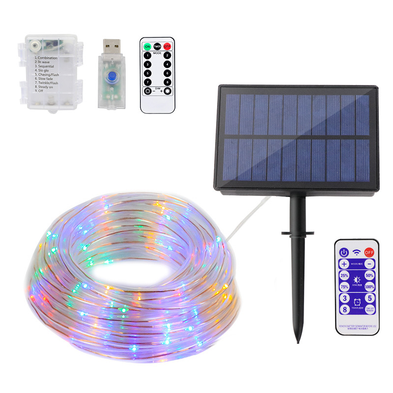 Factory wholesale solar tube light string copper wire PVC rainbow tube outdoor waterproof shopping mall courtyard decorative light string