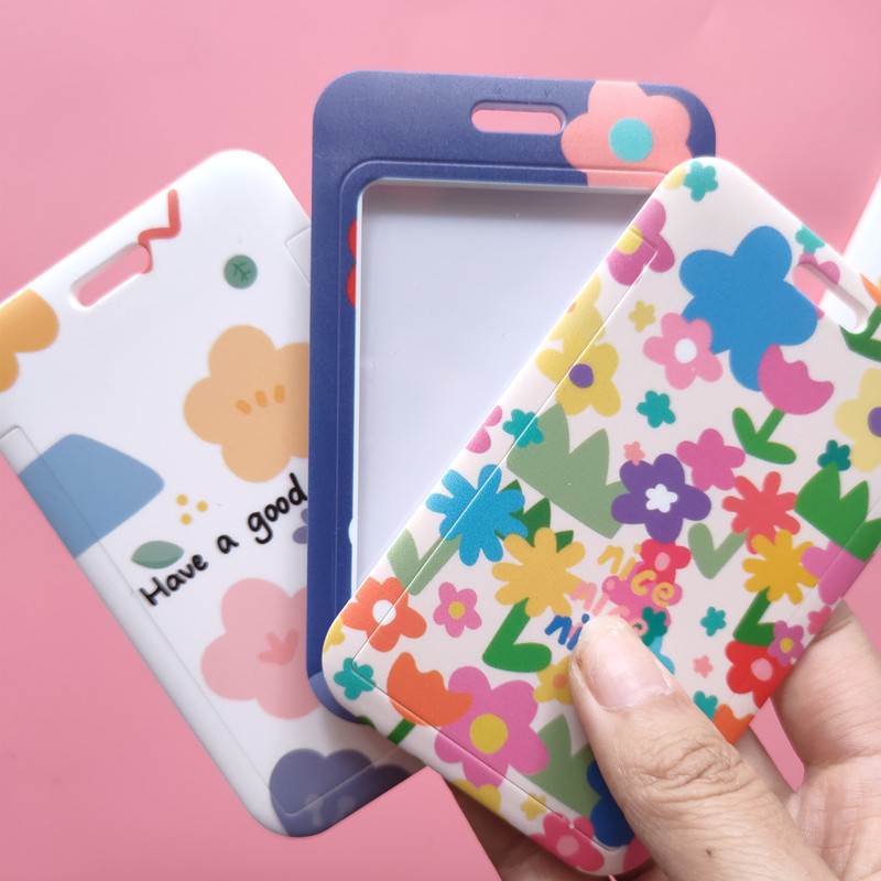 Japan and South Korea Hyun-a Cute Internet Celebrity Card Set Flower Student Bus Certificate Bank Card Protective Set Small Fresh Neck Rope