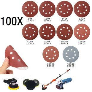 Cross-border explosions 5 inch 8-hole polished red sand paper 125mm perforated wall wood polished flocking 100pc set