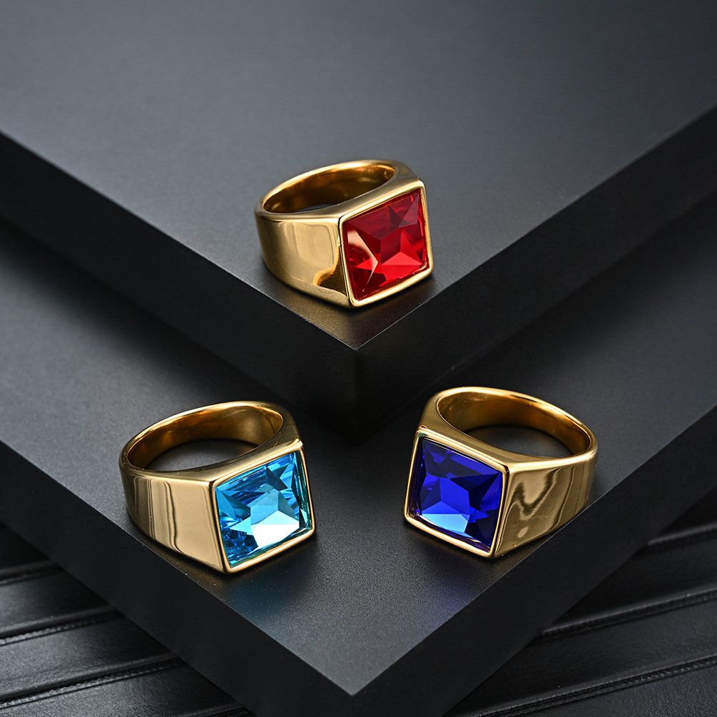 New domineering titanium steel casting ring stainless steel gem ring fashion personality Dongguan origin foreign trade supply