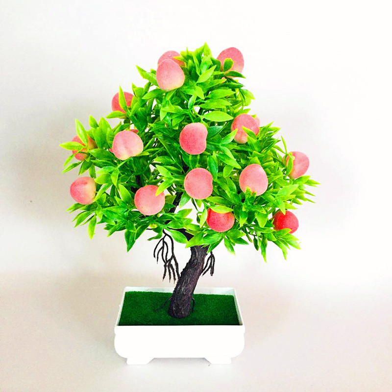 植物の造花鉢植えのシミュレーション果物23粒の赤い桃の鉢植えの家の机の置物の卸売り|undefined