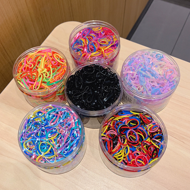 Children disposable rubber band boxed black color rubber band jelly color hair rope small leather hair rope jewelry wholesale