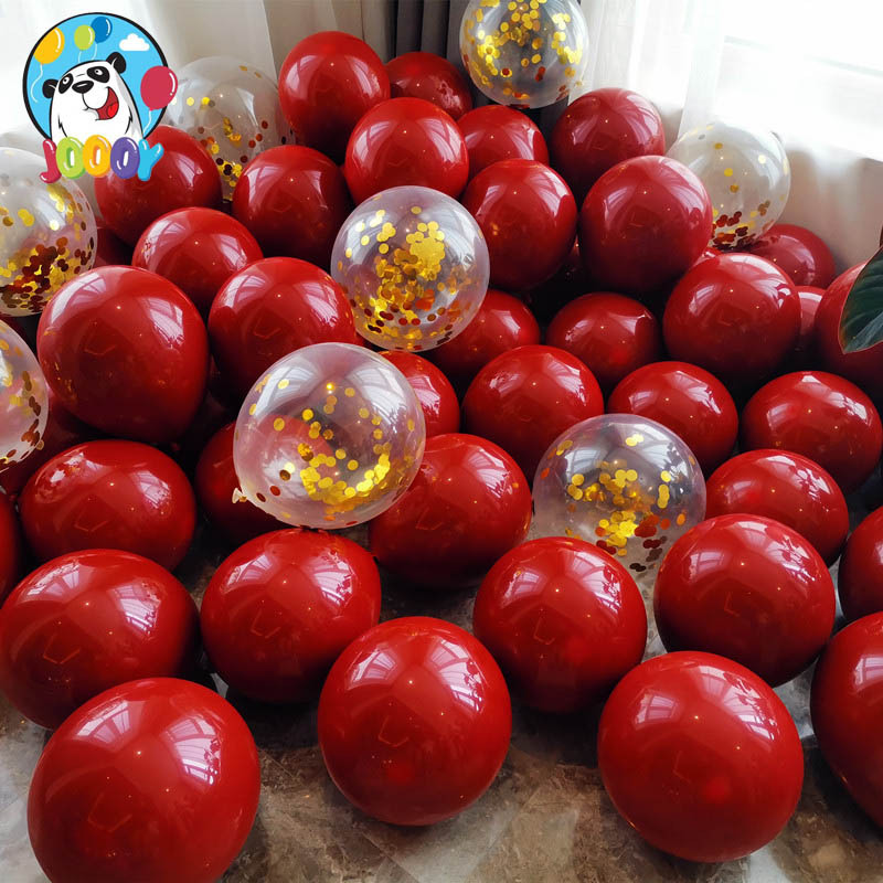 The wedding room is equipped with double-layer ball 2.2g pomegranate red balloon net red wedding balloon gem balloon 50 PCs/bag