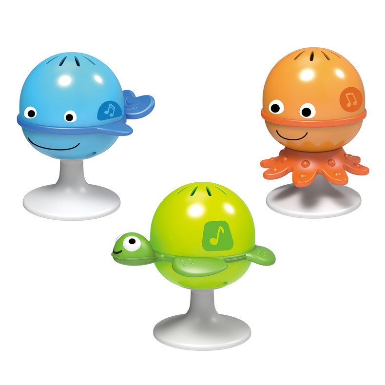 Baby Dining Chair Cart Sucker Rattle 0-1 Year Old Baby Marine Animal Hand Rattle Three-piece Set Soothing Toy