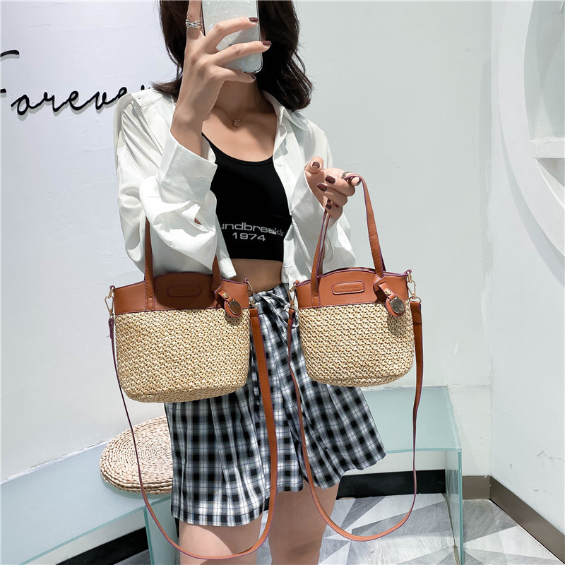 New small bag for women 2024 new trendy autumn Korean version versatile crossbody shoulder handbag bucket bag pp woven