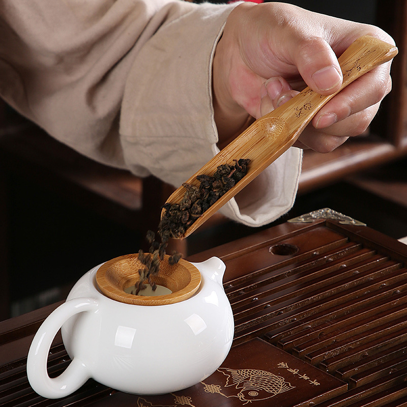 [Factory price] bamboo tea spoon tea ceremony six gentleman accessories bamboo tea shovel teaspoon shovel LOGO