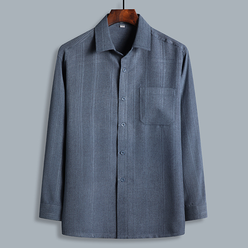 Summer men's casual long-sleeved shirt middle-aged and elderly loose men's shirt cotton men's shirt wholesale