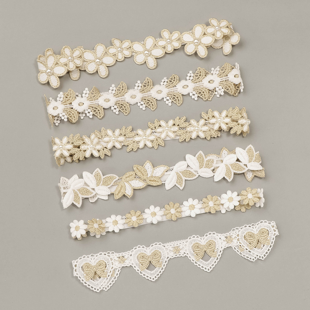 20804 Baby Hollow Lace Hair Band Mori Embroidered Flower Hair Band Children Daisy Elastic Hair Band