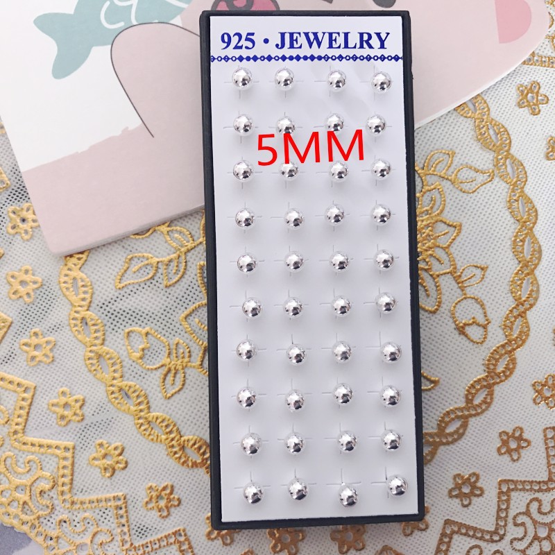 Jewelry Hot Sale Smooth Surface Earrings Boxed Alloy Gold Plated Silver Small Bean Gloss Ball Earrings Earrings