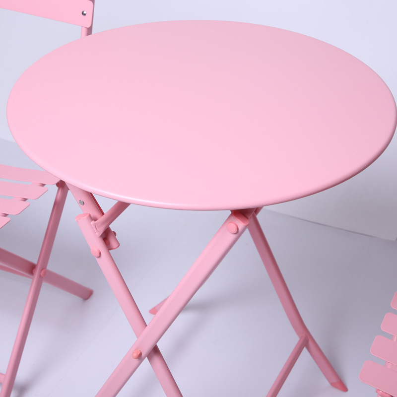 Outdoor Leisure Iron Table and Chair Combination Milk Tea Shop Cafe Modern Simple Outdoor Balcony Folding Table Three-Piece Set