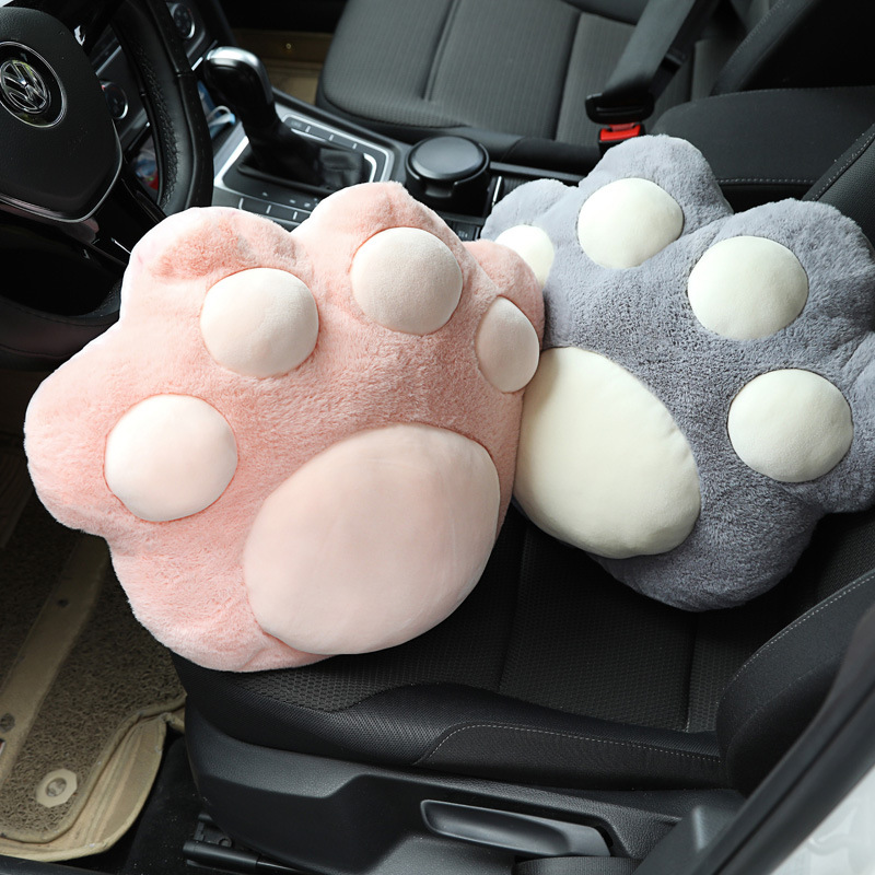 Car plush headrest cute cat claw car neck pillow back cushion fashion car female decoration supplies wholesale_voghion.com