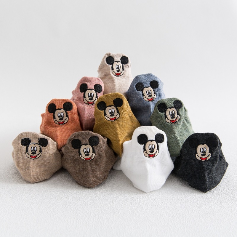 春夏の新品綿のかかと刺繍のミッキーマウスの船の靴下の日本の短い筒の女性のミッキーの靴下の韓国の靴下の卸売り|undefined