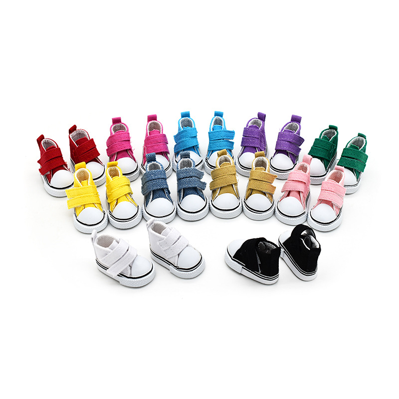 Factory direct 5cm canvas shoes doll BJD6 points Velcro canvas shoes 20cm cotton doll accessories