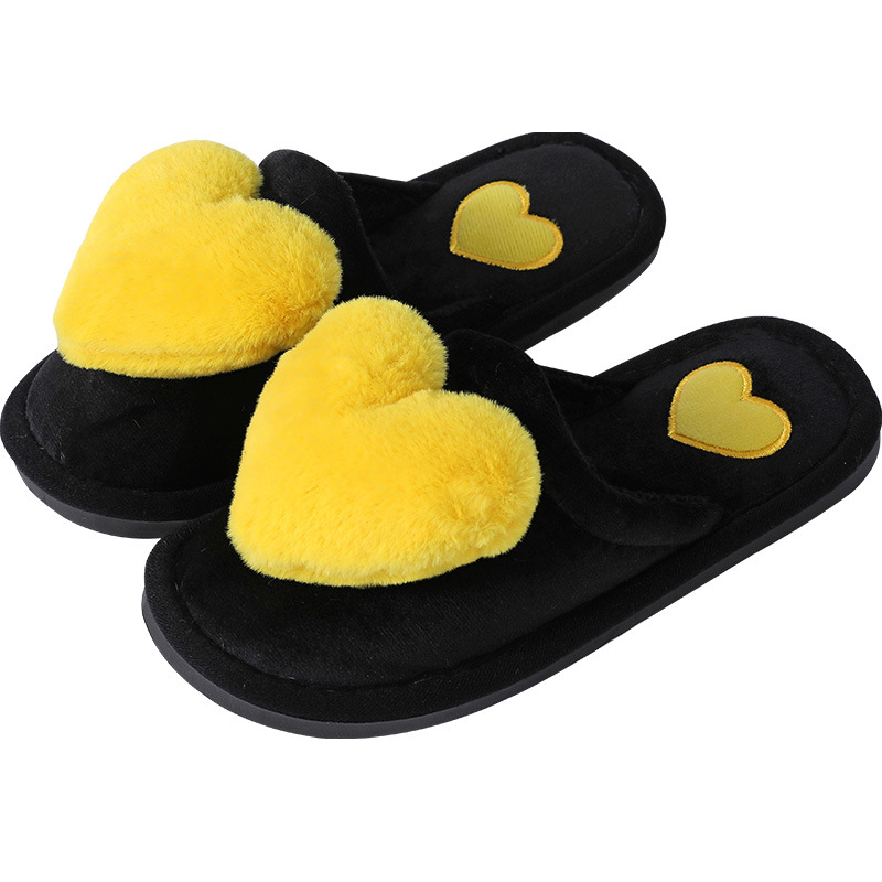 Wholesale autumn and winter new cotton slippers floor non-slip warm Korean Women's Big Love cartoon heart home slippers
